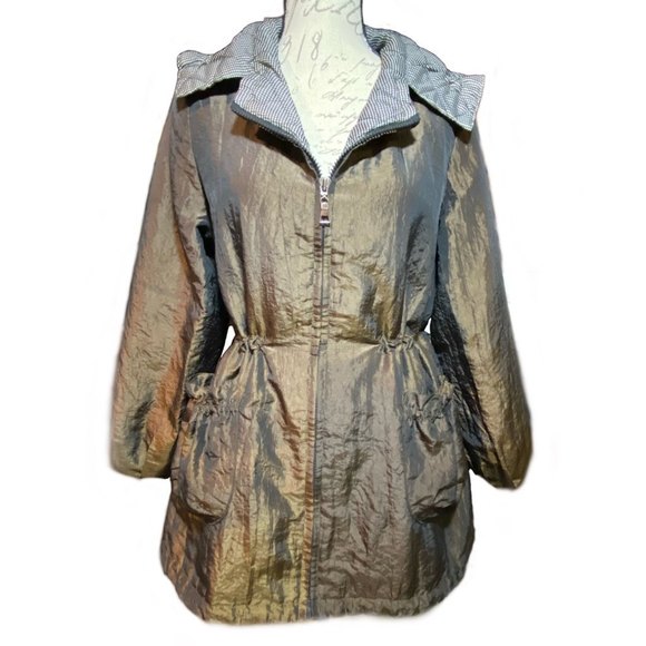 unknown Jackets & Blazers - Drawstring Bottom & Waist  Zip Up Metallic Jacket Size M Brown